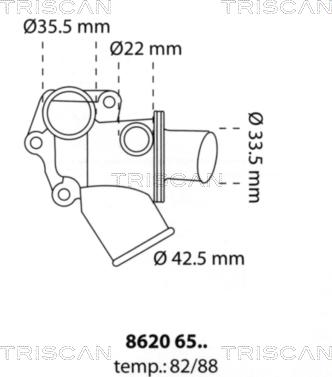 Triscan 8620 6582 - Термостат, охолоджуюча рідина autocars.com.ua