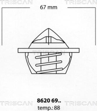 Triscan 8620 6988 - Термостат, охолоджуюча рідина autocars.com.ua