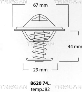 Triscan 8620 7482 - Термостат, охолоджуюча рідина autocars.com.ua