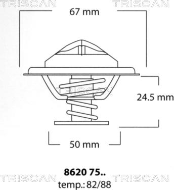 Triscan 8620 7582 - Термостат, охолоджуюча рідина autocars.com.ua