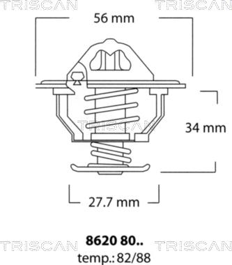 Triscan 8620 8082 - Термостат, охолоджуюча рідина autocars.com.ua