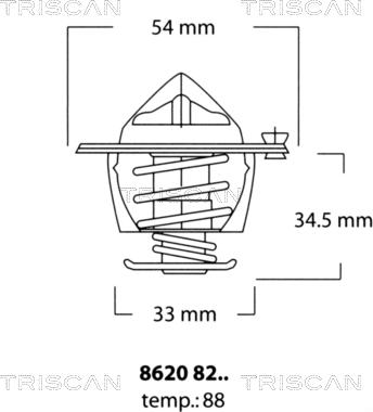 Triscan 8620 8288 - Термостат, охолоджуюча рідина autocars.com.ua