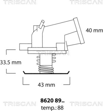 Triscan 8620 8988 - Термостат, охолоджуюча рідина autocars.com.ua