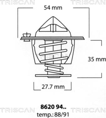 Triscan 8620 9488 - Термостат, охолоджуюча рідина autocars.com.ua