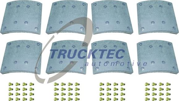 Trucktec Automotive 01.35.005 - Комплект гальмівних черевиків, барабанні гальма autocars.com.ua