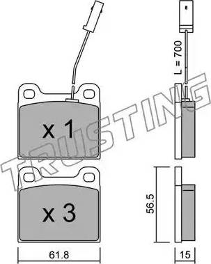 Trusting 003.3 - Тормозные колодки, дисковые, комплект avtokuzovplus.com.ua