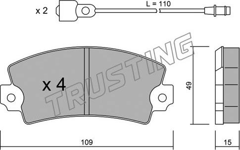 Trusting 005.4 - Тормозные колодки, дисковые, комплект avtokuzovplus.com.ua