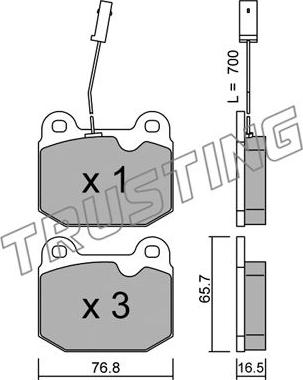 Trusting 015.2 - Тормозные колодки, дисковые, комплект avtokuzovplus.com.ua