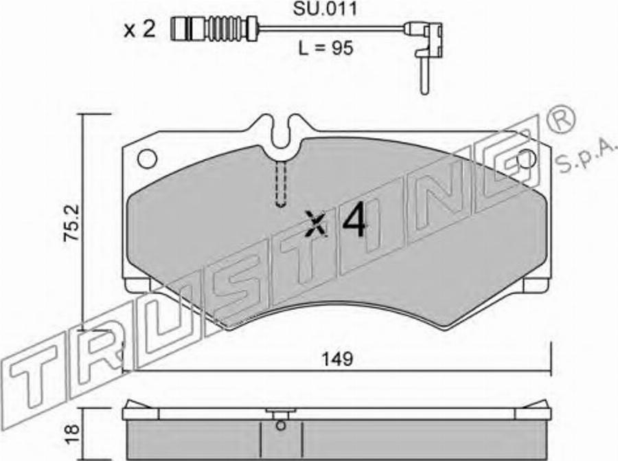 Trusting 0160W - Тормозные колодки, дисковые, комплект avtokuzovplus.com.ua