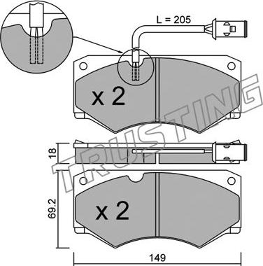 Trusting 016.2 - Тормозные колодки, дисковые, комплект avtokuzovplus.com.ua