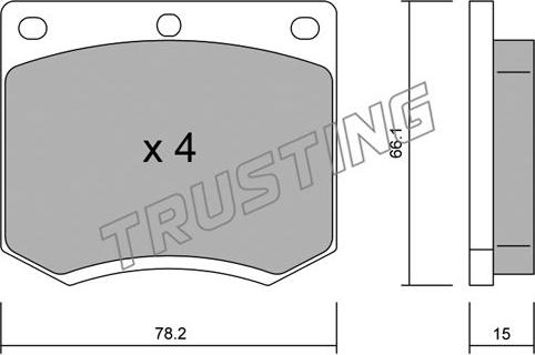 Trusting 025.0 - Тормозные колодки, дисковые, комплект avtokuzovplus.com.ua