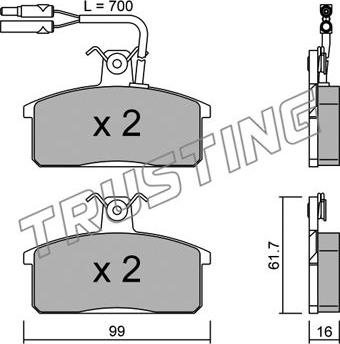 Trusting 028.1 - Тормозные колодки, дисковые, комплект avtokuzovplus.com.ua