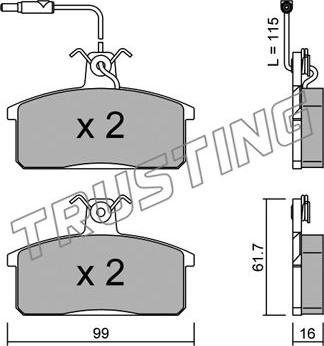 Trusting 028.2 - Тормозные колодки, дисковые, комплект avtokuzovplus.com.ua