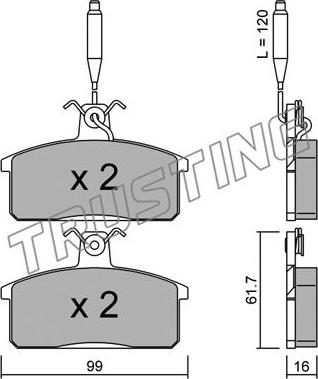 Trusting 028.3 - Тормозные колодки, дисковые, комплект avtokuzovplus.com.ua