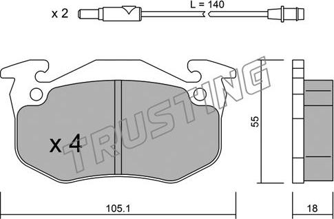 Trusting 038.1 - Гальмівні колодки, дискові гальма autocars.com.ua