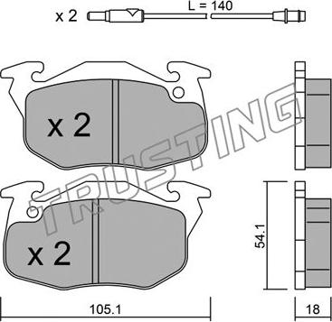 Trusting 039.2 - Тормозные колодки, дисковые, комплект avtokuzovplus.com.ua