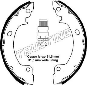 Trusting 046.200 - Комплект гальм, барабанний механізм autocars.com.ua