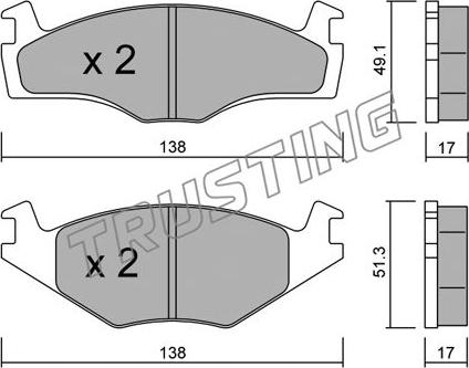 Trusting 047.2 - Тормозные колодки, дисковые, комплект avtokuzovplus.com.ua