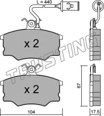 Trusting 055.1 - Тормозные колодки, дисковые, комплект avtokuzovplus.com.ua