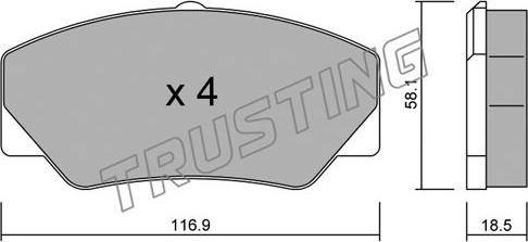 Trusting 058.0 - Гальмівні колодки, дискові гальма autocars.com.ua