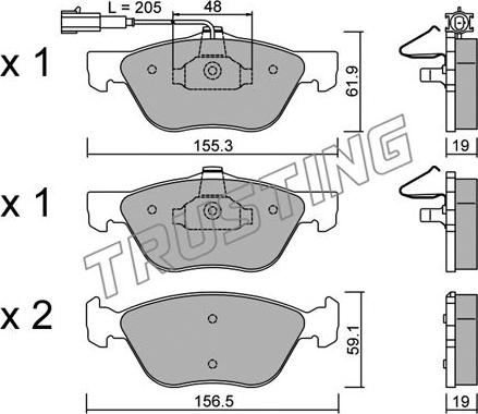 Trusting 085.2 - Гальмівні колодки, дискові гальма autocars.com.ua