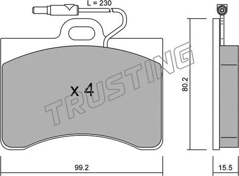 Trusting 087.0 - Тормозные колодки, дисковые, комплект avtokuzovplus.com.ua