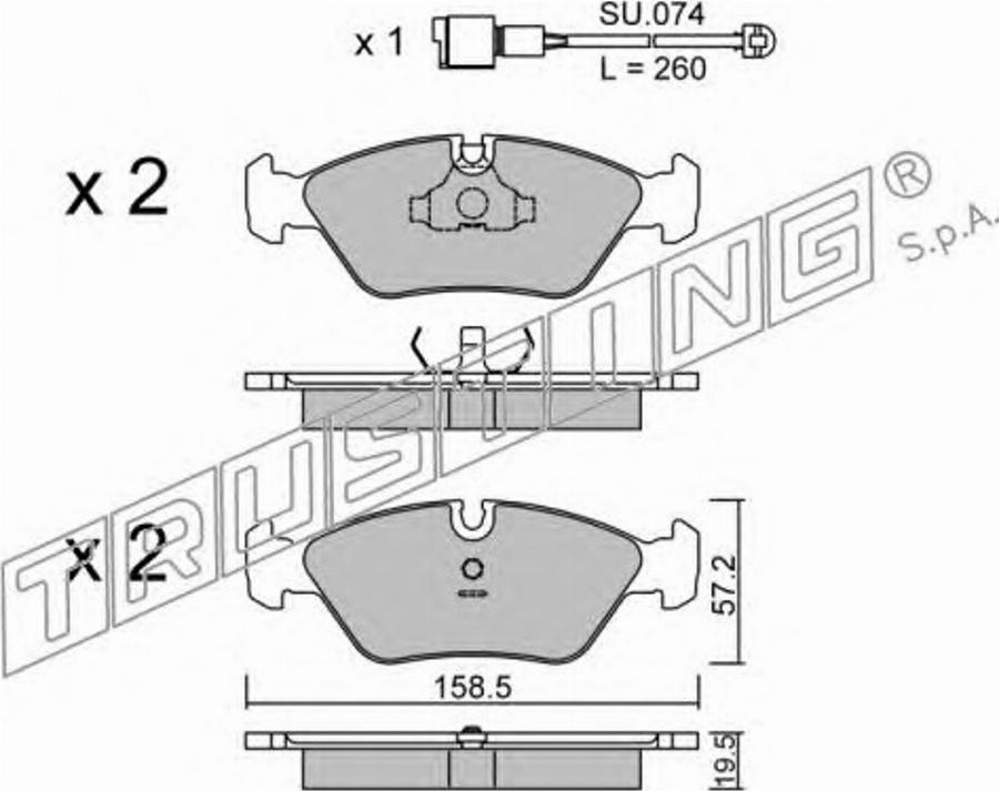 Trusting 093.0W - Гальмівні колодки, дискові гальма autocars.com.ua