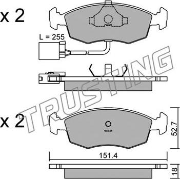 Trusting 096.1 - Тормозные колодки, дисковые, комплект avtokuzovplus.com.ua