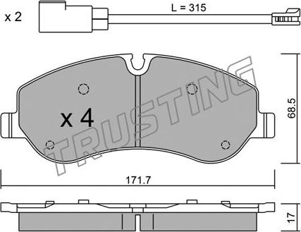 Trusting 1006.0 - Тормозные колодки, дисковые, комплект avtokuzovplus.com.ua