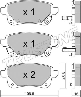 Trusting 1112.1 - Гальмівні колодки, дискові гальма autocars.com.ua