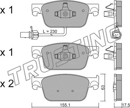 Trusting 1125.0 - Тормозные колодки, дисковые, комплект avtokuzovplus.com.ua