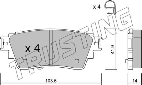 Trusting 1160.0 - Тормозные колодки, дисковые, комплект autodnr.net