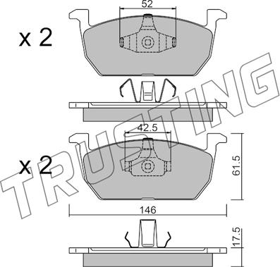 Trusting 1214.0 - Тормозные колодки, дисковые, комплект avtokuzovplus.com.ua