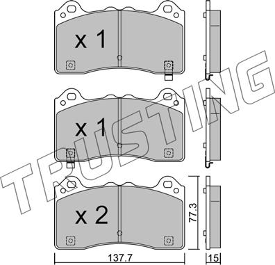 Trusting 1220.0 - Тормозные колодки, дисковые, комплект avtokuzovplus.com.ua