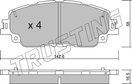 Trusting 1227.0 - Гальмівні колодки, дискові гальма autocars.com.ua