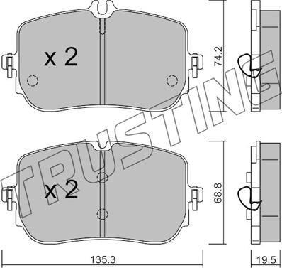 Trusting 1268.0 - Гальмівні колодки, дискові гальма autocars.com.ua