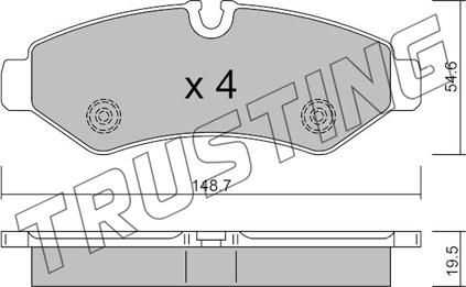 Trusting 1275.0 - Тормозные колодки, дисковые, комплект avtokuzovplus.com.ua