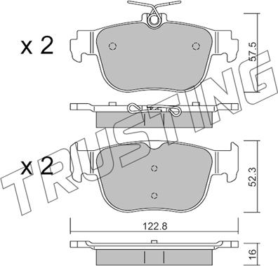Trusting 1281.0 - Тормозные колодки, дисковые, комплект avtokuzovplus.com.ua