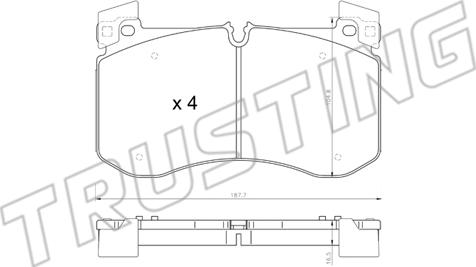 Trusting 1308.0 - Гальмівні колодки, дискові гальма autocars.com.ua