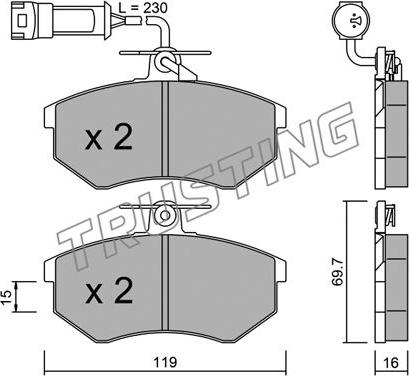 Trusting 151.3 - Тормозные колодки, дисковые, комплект avtokuzovplus.com.ua