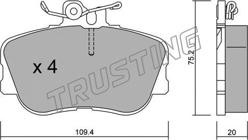 Trusting 161.0 - Тормозные колодки, дисковые, комплект avtokuzovplus.com.ua