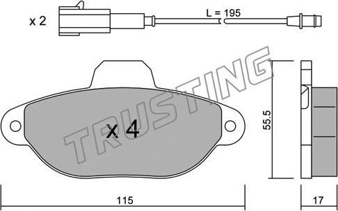 Trusting 162.3 - Тормозные колодки, дисковые, комплект avtokuzovplus.com.ua