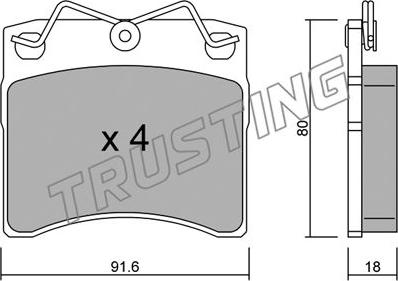 Trusting 166.0 - Тормозные колодки, дисковые, комплект avtokuzovplus.com.ua