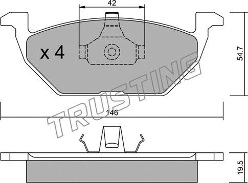 Trusting 220.0 - Тормозные колодки, дисковые, комплект avtokuzovplus.com.ua