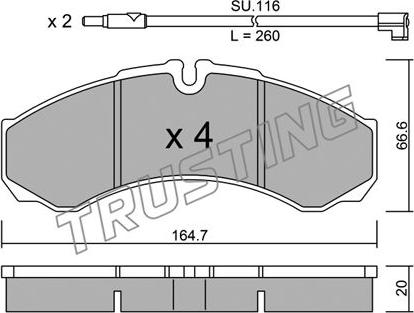 Trusting 221.7W - Гальмівні колодки, дискові гальма autocars.com.ua