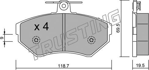 Trusting 224.0 - Тормозные колодки, дисковые, комплект avtokuzovplus.com.ua