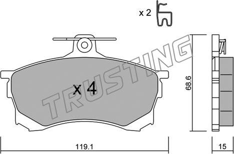 Trusting 259.0 - Тормозные колодки, дисковые, комплект avtokuzovplus.com.ua