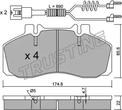 Trusting 275.0W - Тормозные колодки, дисковые, комплект avtokuzovplus.com.ua