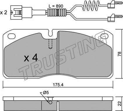 Trusting 278.3W - Тормозные колодки, дисковые, комплект avtokuzovplus.com.ua