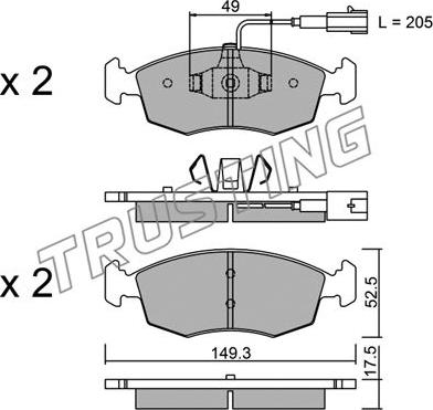 Trusting 283.4 - Тормозные колодки, дисковые, комплект avtokuzovplus.com.ua